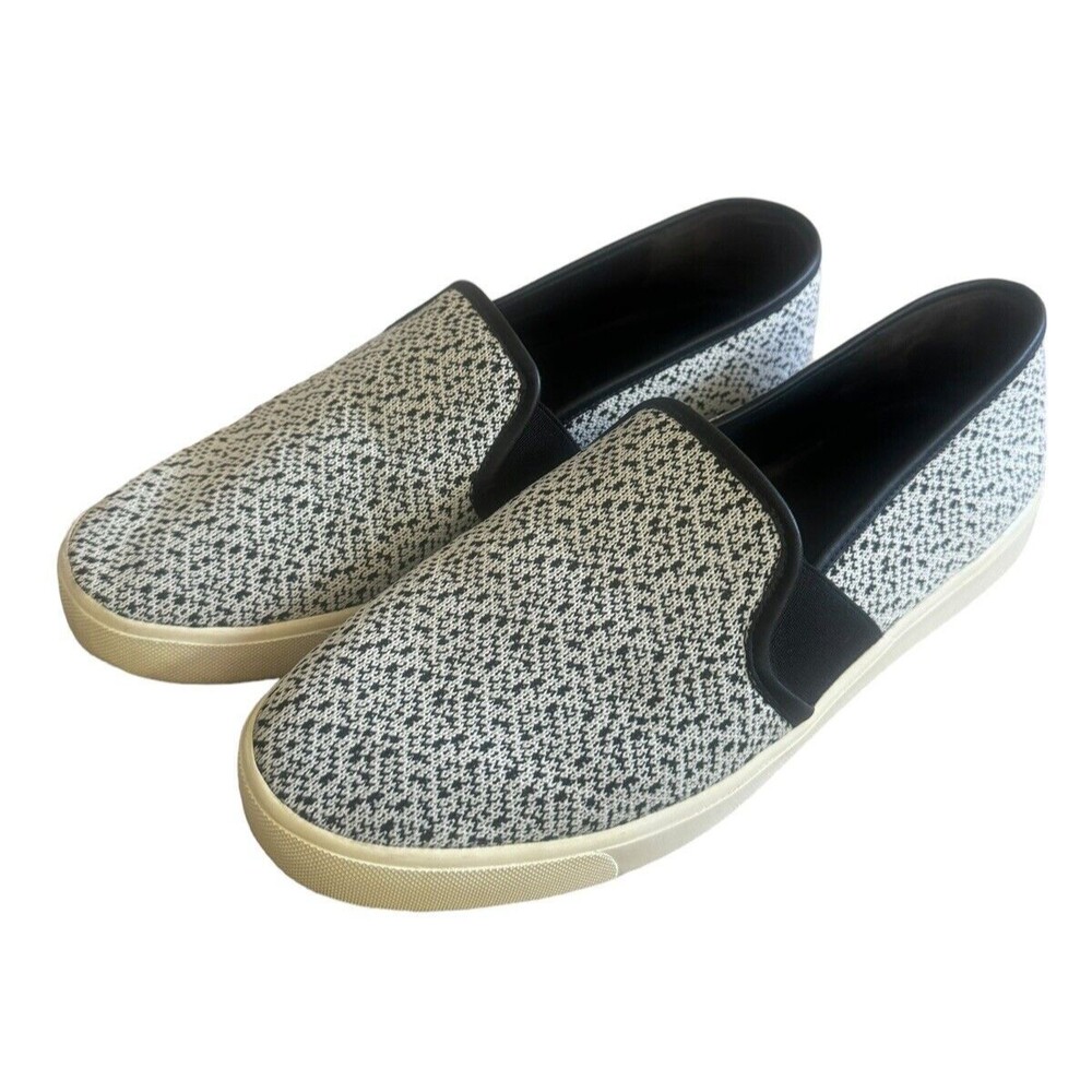 Vince Women's Size 8 M Blair Black‎ White Knit Closed Round Toe Slip On Sneakers